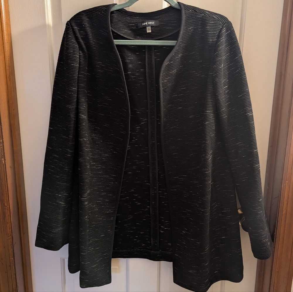 Nine West Black Open-Front Textured Blazer - Size 12